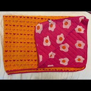 Kickee Pants Quilted Toddler Blanket, Apricot Chicken and Calypso Eggs